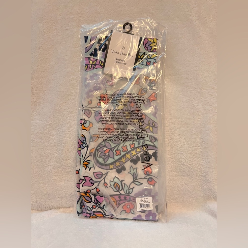 Vera Bradley kitchen towel set 100% cotton MADDALENA PAISLEY print BNWT